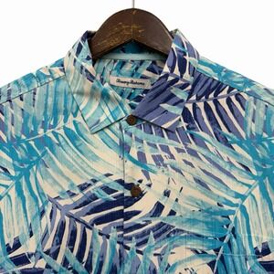 Tommy Bahama Island Zone Mens Large Floral Hawaiian Silk Button Front Camp Shirt